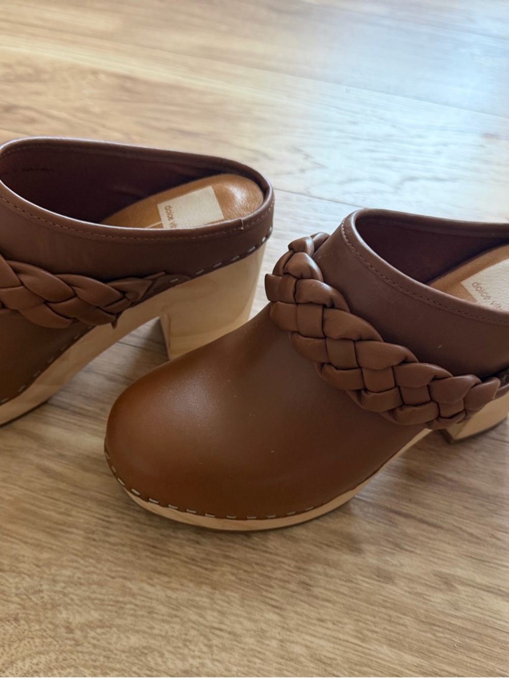 Dolce Vita Brown Braided Leather Clogs